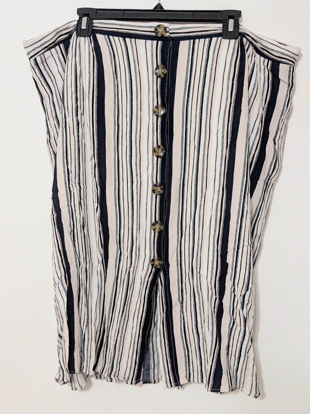 Striped Button-Front Women’s Skirt in Navy and White